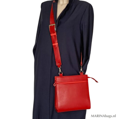 rode leren schoudertas